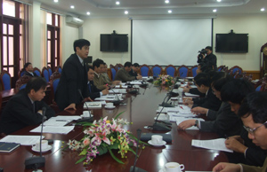 Đồng chí Nguyễn Văn Dũng, Phó Chủ tịch UBND tỉnh phát biểu tại buổi làm việc.